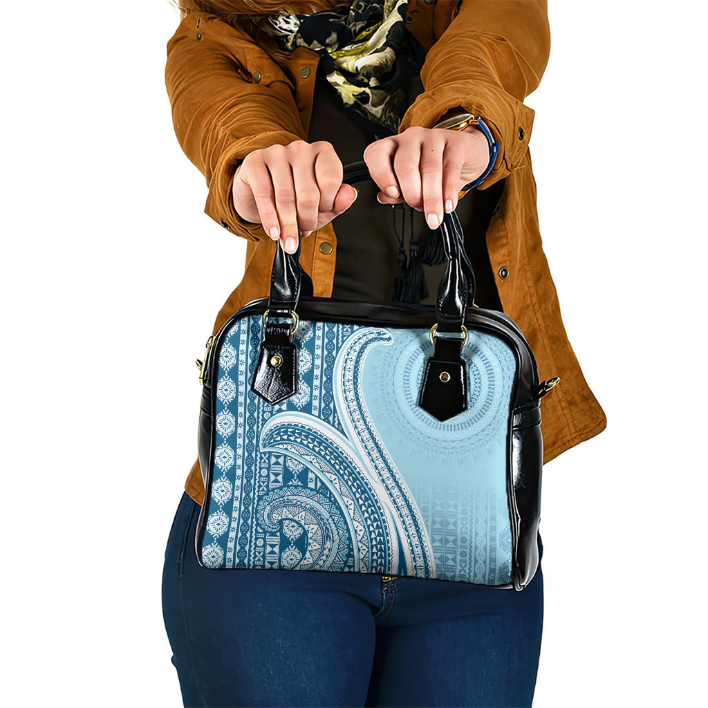 Bula Fiji Vintage Tapa Shoulder Handbag Kaivity Masi Wave Motifs - Turquoise LT7 One Size Turquoise - Polynesian Pride