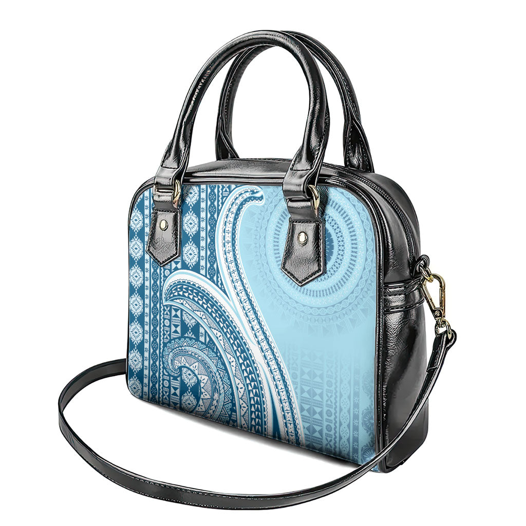 Bula Fiji Vintage Tapa Shoulder Handbag Kaivity Masi Wave Motifs - Turquoise LT7 - Polynesian Pride