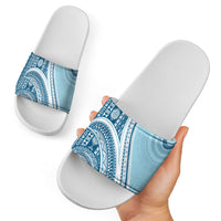 Bula Fiji Vintage Tapa Slide Sandals Kaivity Masi Wave Motifs - Turquoise LT7 - Polynesian Pride