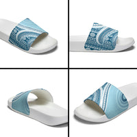 Bula Fiji Vintage Tapa Slide Sandals Kaivity Masi Wave Motifs - Turquoise LT7 - Polynesian Pride