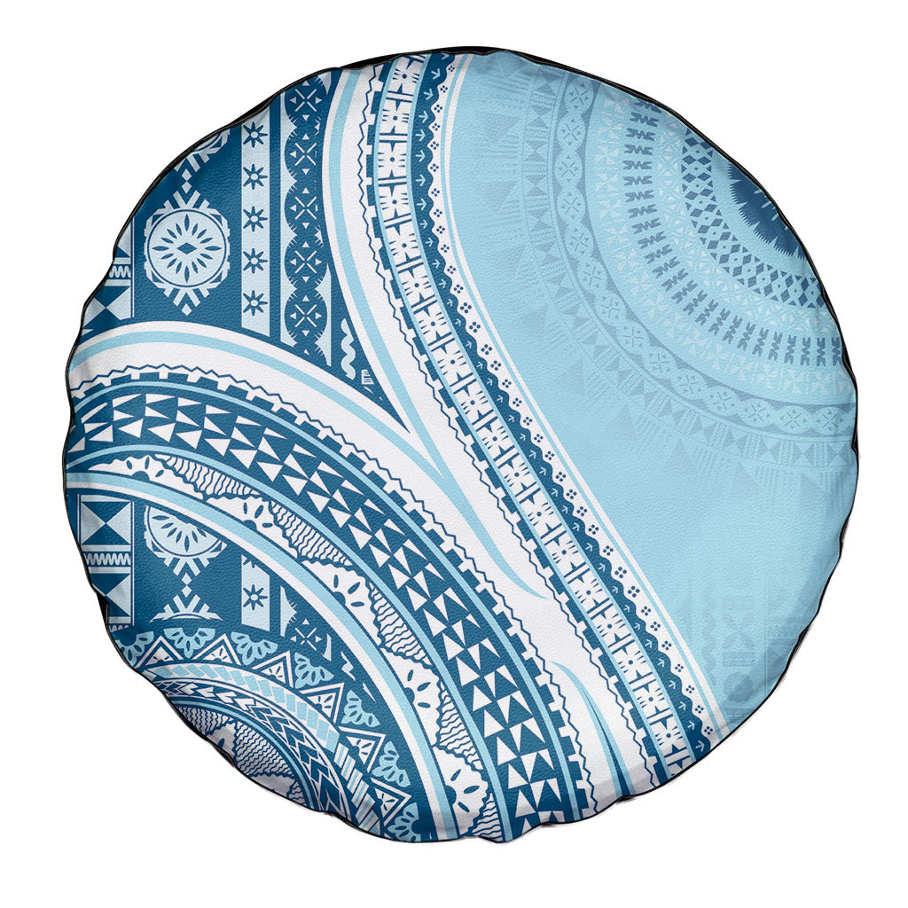 Bula Fiji Vintage Tapa Spare Tire Cover Kaivity Masi Wave Motifs - Turquoise LT7 - Polynesian Pride
