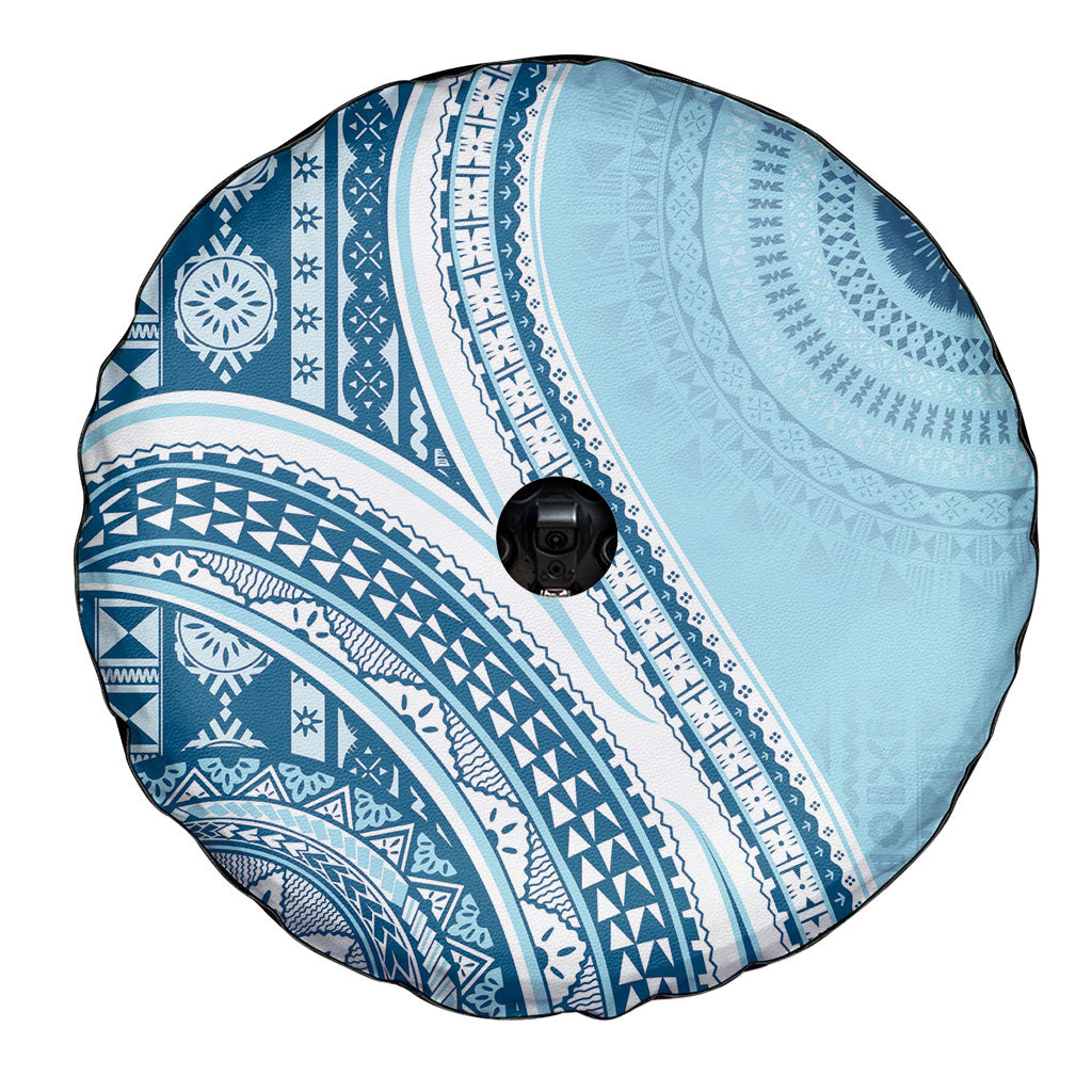 Bula Fiji Vintage Tapa Spare Tire Cover Kaivity Masi Wave Motifs - Turquoise LT7 - Polynesian Pride