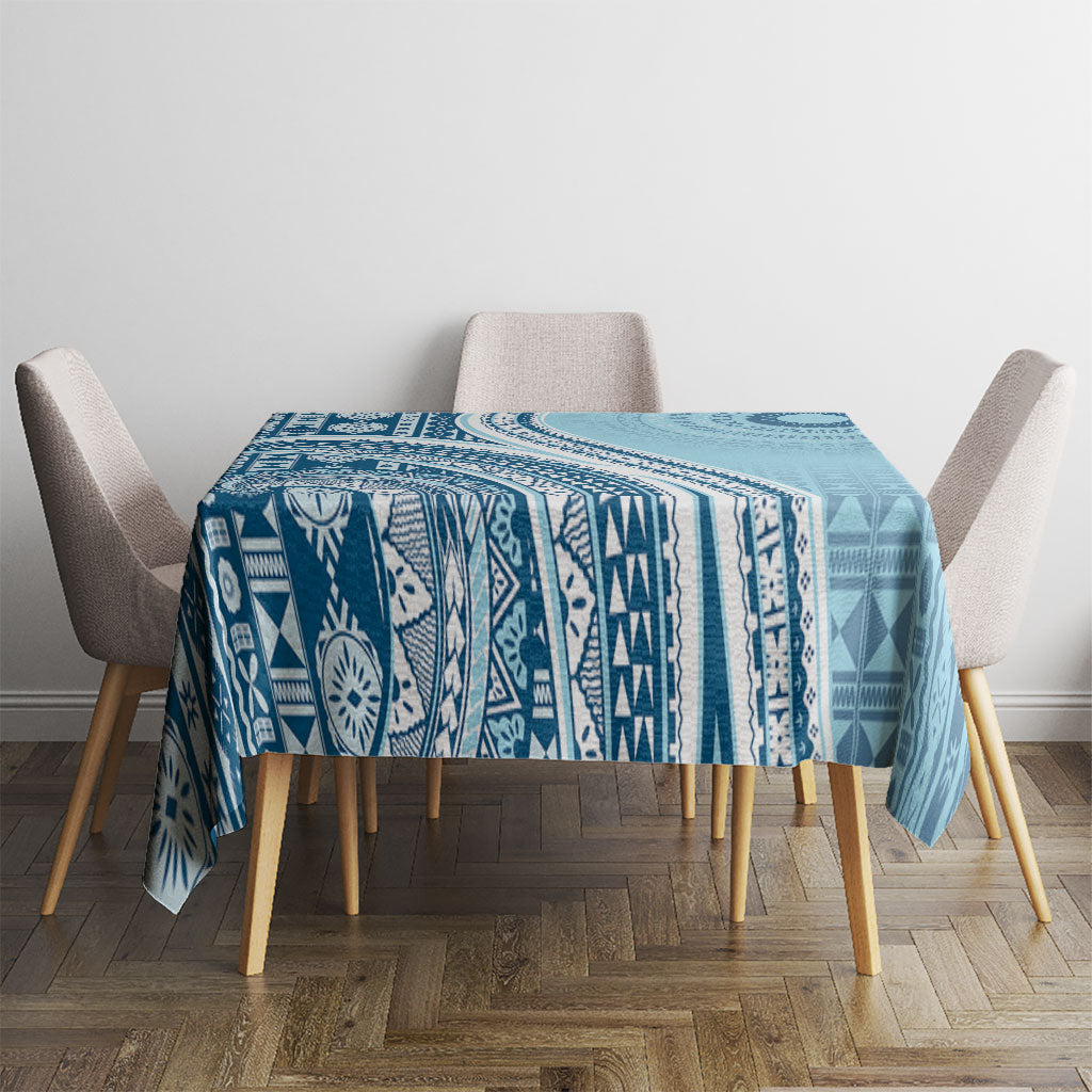 Bula Fiji Vintage Tapa Tablecloth Kaivity Masi Wave Motifs - Turquoise LT7 - Polynesian Pride