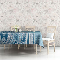 Bula Fiji Vintage Tapa Tablecloth Kaivity Masi Wave Motifs - Turquoise LT7 - Polynesian Pride