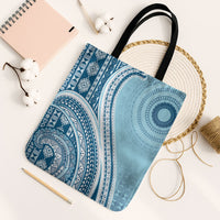 Bula Fiji Vintage Tapa Tote Bag Kaivity Masi Wave Motifs - Turquoise LT7 Black Strap One Size Turquoise - Polynesian Pride