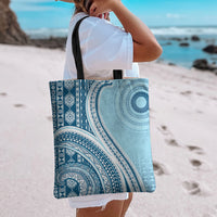 Bula Fiji Vintage Tapa Tote Bag Kaivity Masi Wave Motifs - Turquoise LT7 - Polynesian Pride