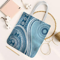 Bula Fiji Vintage Tapa Tote Bag Kaivity Masi Wave Motifs - Turquoise LT7 White Strap One Size Turquoise - Polynesian Pride