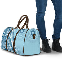 Bula Fiji Vintage Tapa Travel Bag Kaivity Masi Wave Motifs - Turquoise LT7 - Polynesian Pride