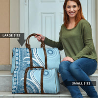 Bula Fiji Vintage Tapa Travel Bag Kaivity Masi Wave Motifs - Turquoise LT7 - Polynesian Pride