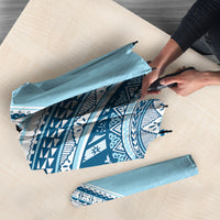 Bula Fiji Vintage Tapa Umbrella Kaivity Masi Wave Motifs - Turquoise LT7 - Polynesian Pride