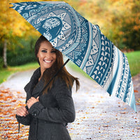 Bula Fiji Vintage Tapa Umbrella Kaivity Masi Wave Motifs - Turquoise LT7 - Polynesian Pride