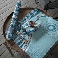 Bula Fiji Vintage Tapa Wrapping Paper Kaivity Masi Wave Motifs - Turquoise LT7 - Polynesian Pride