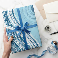 Bula Fiji Vintage Tapa Wrapping Paper Kaivity Masi Wave Motifs - Turquoise LT7 - Polynesian Pride