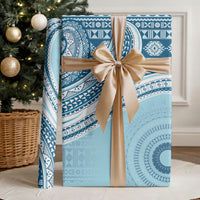 Bula Fiji Vintage Tapa Wrapping Paper Kaivity Masi Wave Motifs - Turquoise LT7 - Polynesian Pride