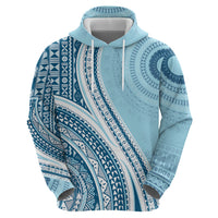 Bula Fiji Vintage Tapa Zip Hoodie Kaivity Masi Wave Motifs - Turquoise LT7 - Polynesian Pride