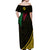 Personalised Vanuatu Off Shoulder Maxi Dress Melanesian Sand Drawing Mixed - Ni Van and Proud LT7 - Polynesian Pride