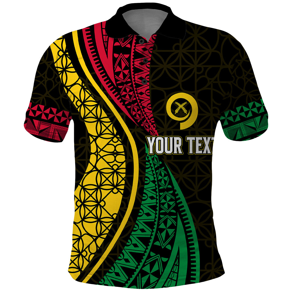 Custom Vanuatu Polo Shirt Melanesian Sand Drawing Mixed Ni Van and Proud LT7 Black - Polynesian Pride