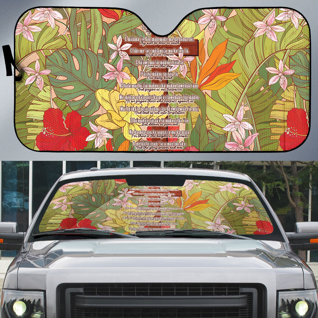Mahalo Hawaii - ⁠Ka Pule a ka Haku Auto Sun Shade Tropical Flowers