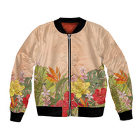 Mahalo Hawaii - Ka Pule a ka Haku Bomber Jacket Tropical Flowers LT7 Unisex Coral Pink - Polynesian Pride
