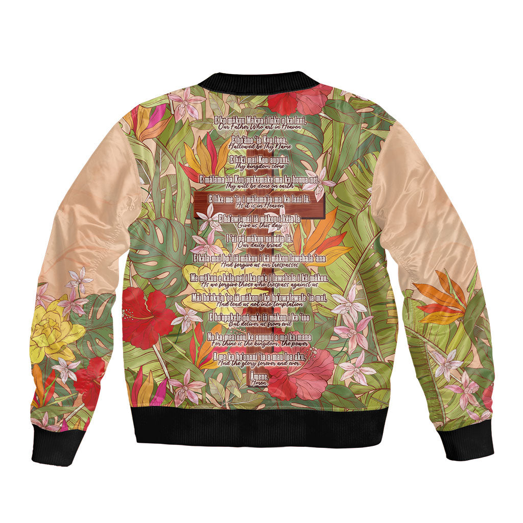 Mahalo Hawaii - Ka Pule a ka Haku Bomber Jacket Tropical Flowers LT7 - Polynesian Pride