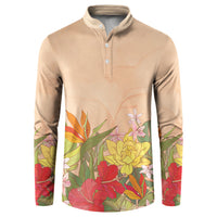 Mahalo Hawaii - Ka Pule a ka Haku Button Sweatshirt Tropical Flowers LT7 Coral Pink - Polynesian Pride