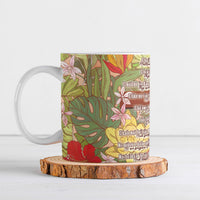 Mahalo Hawaii - Ka Pule a ka Haku Ceramic Mug Tropical Flowers LT7 Coral Pink - Polynesian Pride