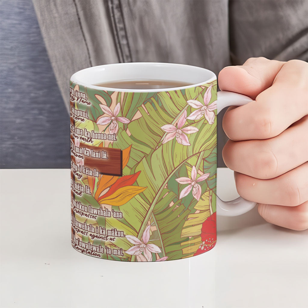 Mahalo Hawaii - Ka Pule a ka Haku Ceramic Mug Tropical Flowers LT7 - Polynesian Pride