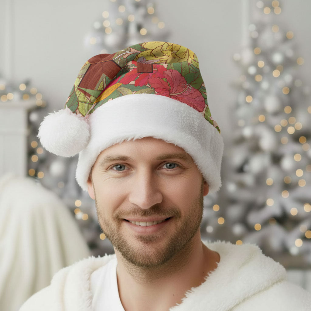 Mahalo Hawaii - ⁠Ka Pule a ka Haku Christmas Santa Hat Tropical Flowers