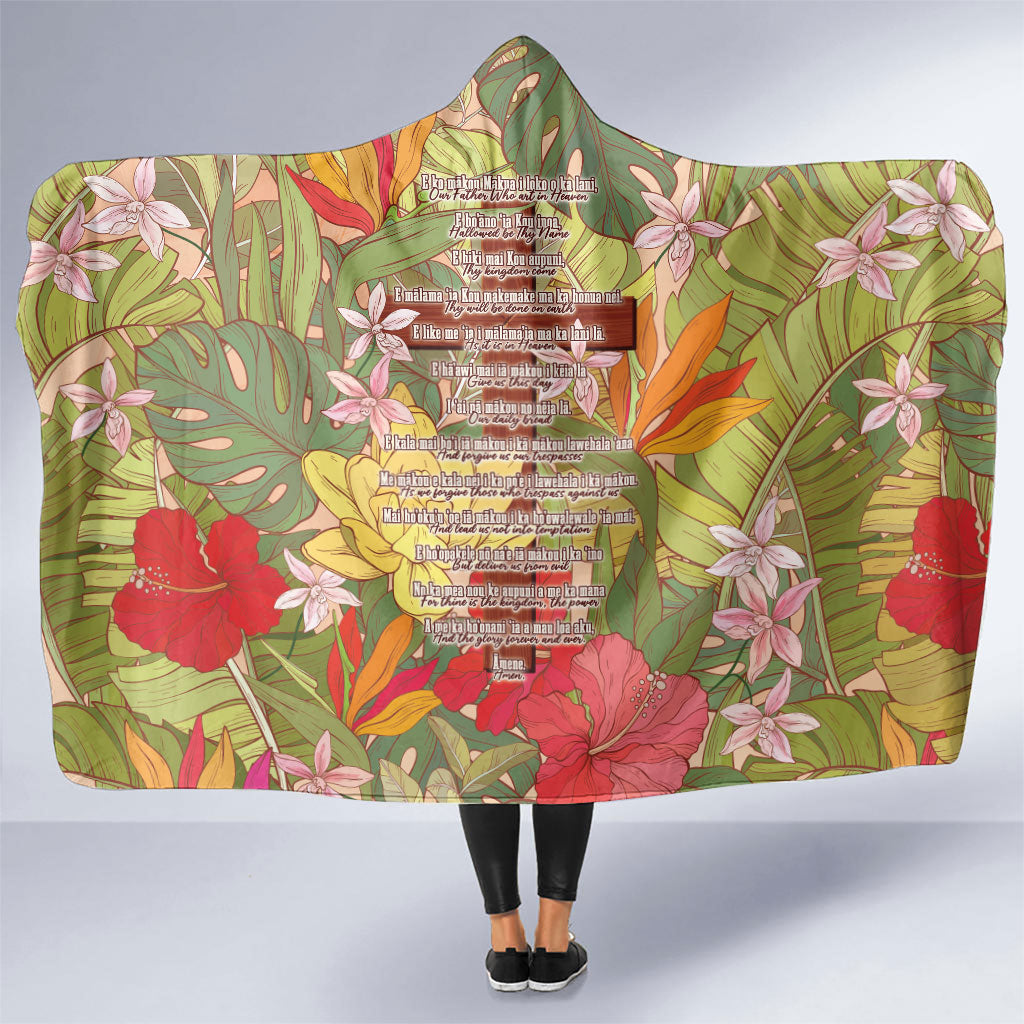 Mahalo Hawaii - ⁠Ka Pule a ka Haku Hooded Blanket Tropical Flowers