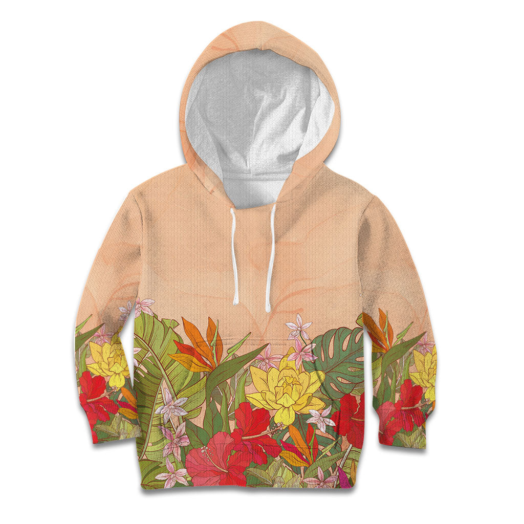 Mahalo Hawaii - Ka Pule a ka Haku Kid Hoodie Tropical Flowers LT7 Hoodie Coral Pink - Polynesian Pride