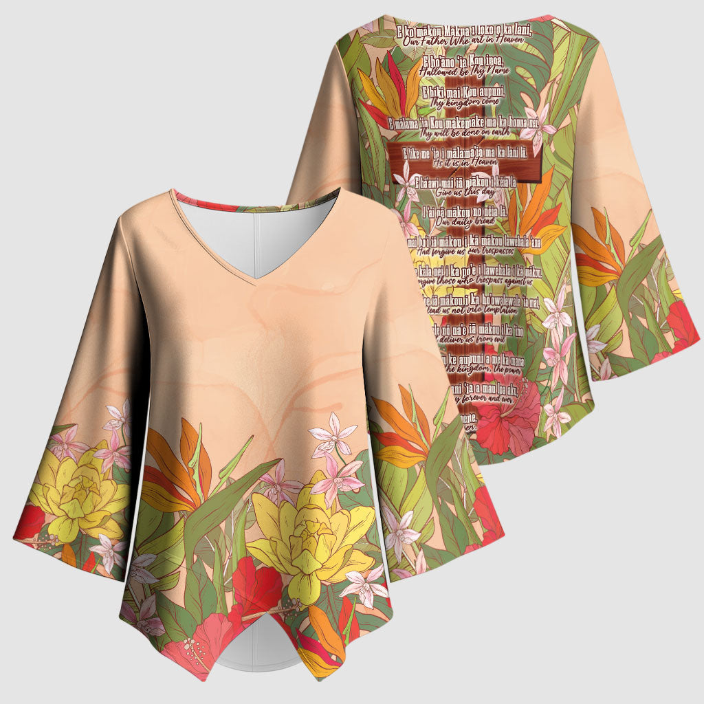 Mahalo Hawaii - Ka Pule a ka Haku Kimono Sleeve Blouse Tropical Flowers LT7 - Polynesian Pride