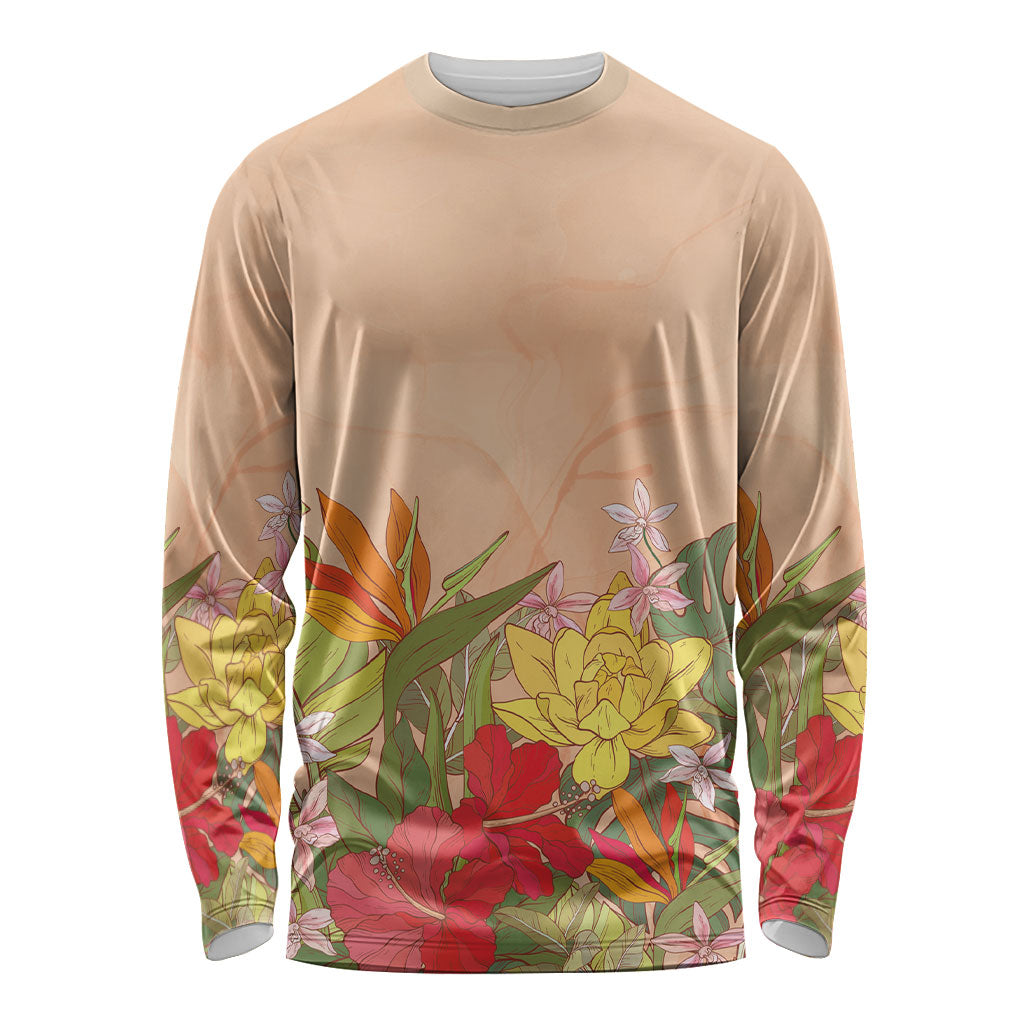 Mahalo Hawaii - ⁠Ka Pule a ka Haku Long Sleeve Shirt Tropical Flowers