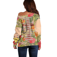 Mahalo Hawaii - Ka Pule a ka Haku Off Shoulder Sweater Tropical Flowers LT7 - Polynesian Pride