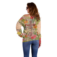 Mahalo Hawaii - Ka Pule a ka Haku Off Shoulder Sweater Tropical Flowers LT7 - Polynesian Pride