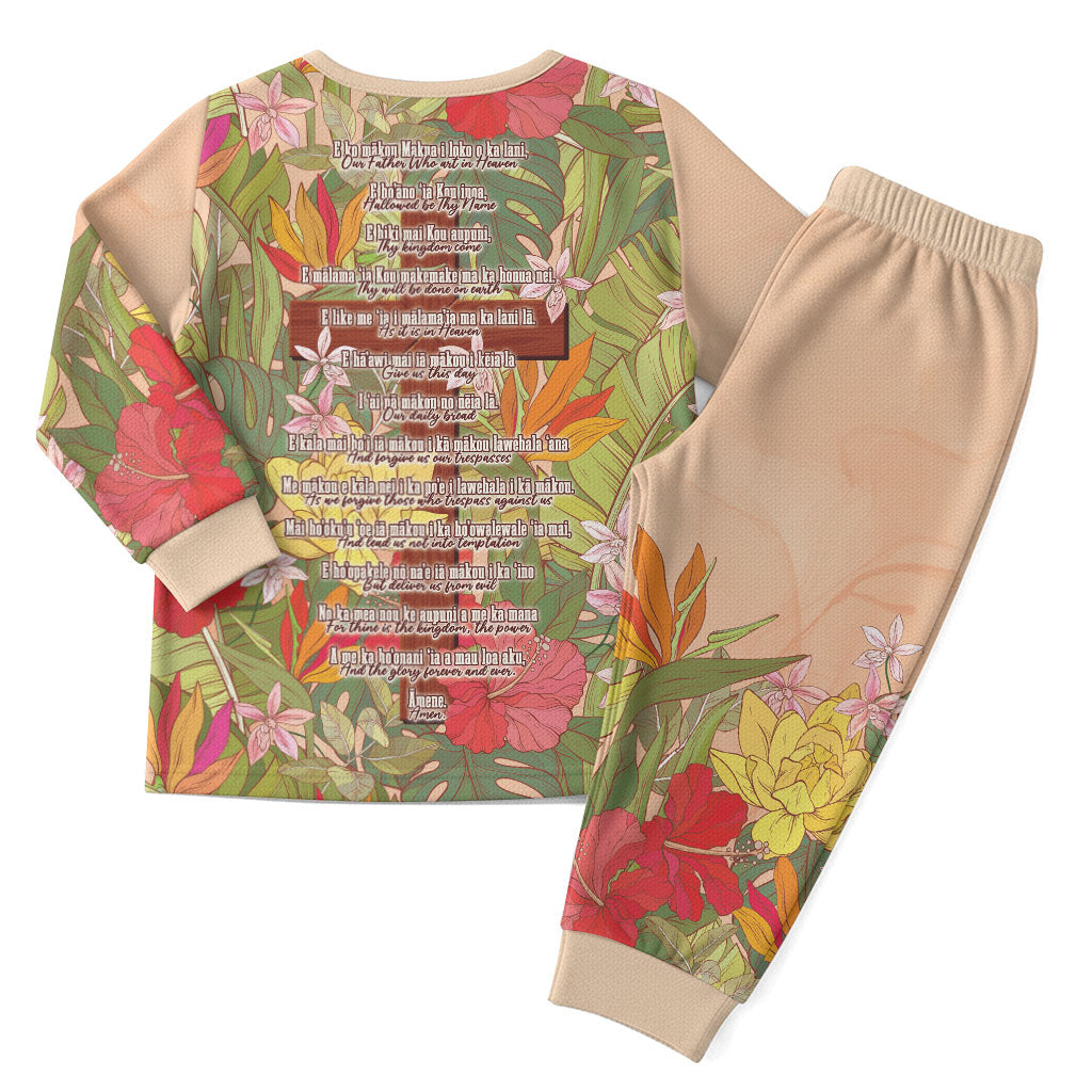 Mahalo Hawaii - ⁠Ka Pule a ka Haku Christmas Pajama Set Tropical Flowers