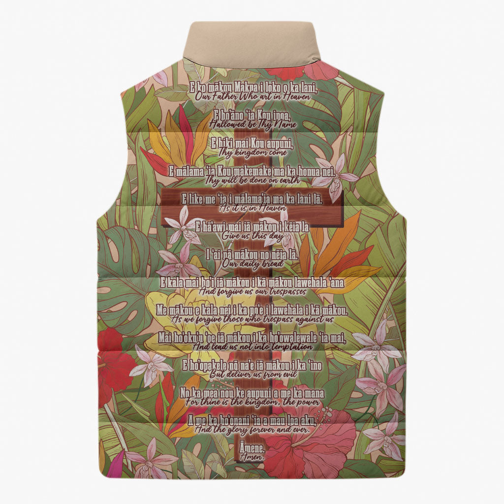 Mahalo Hawaii - Ka Pule a ka Haku Sleeveless Puffer Jacket Tropical Flowers LT7 - Polynesian Pride