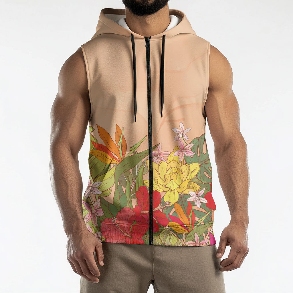 Mahalo Hawaii - Ka Pule a ka Haku Sleeveless Zip Hoodie Tropical Flowers LT7 - Polynesian Pride