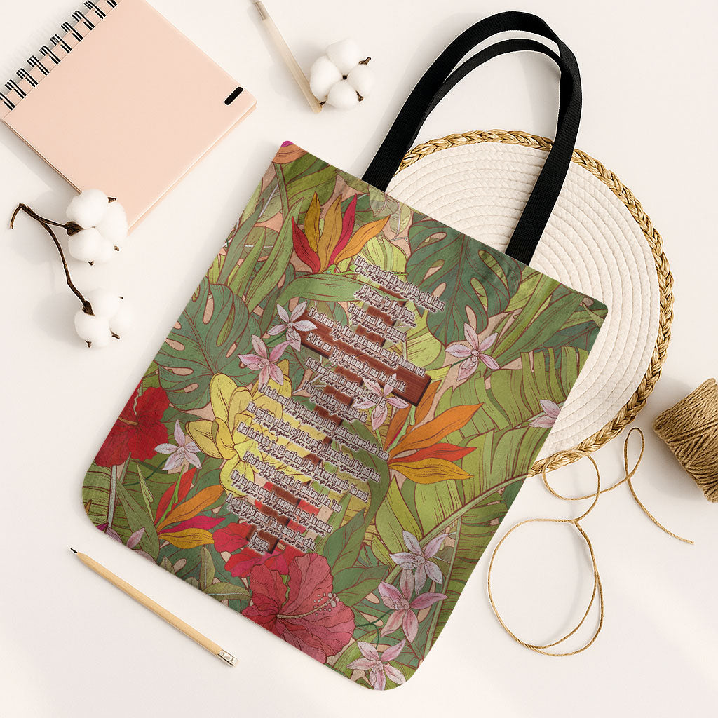 Mahalo Hawaii - ⁠Ka Pule a ka Haku Tote Bag Tropical Flowers
