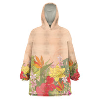 Mahalo Hawaii - Ka Pule a ka Haku Wearable Blanket Hoodie Tropical Flowers LT7 One Size Coral Pink - Polynesian Pride