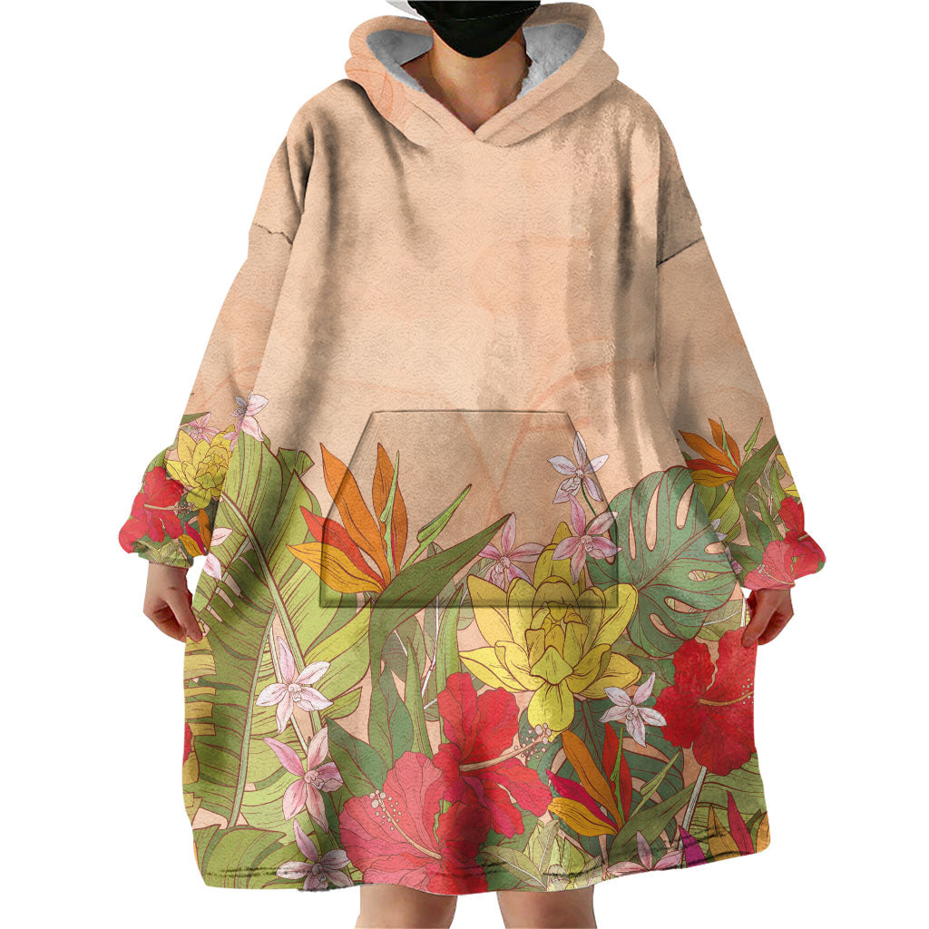 Mahalo Hawaii - Ka Pule a ka Haku Wearable Blanket Hoodie Tropical Flowers LT7 - Polynesian Pride