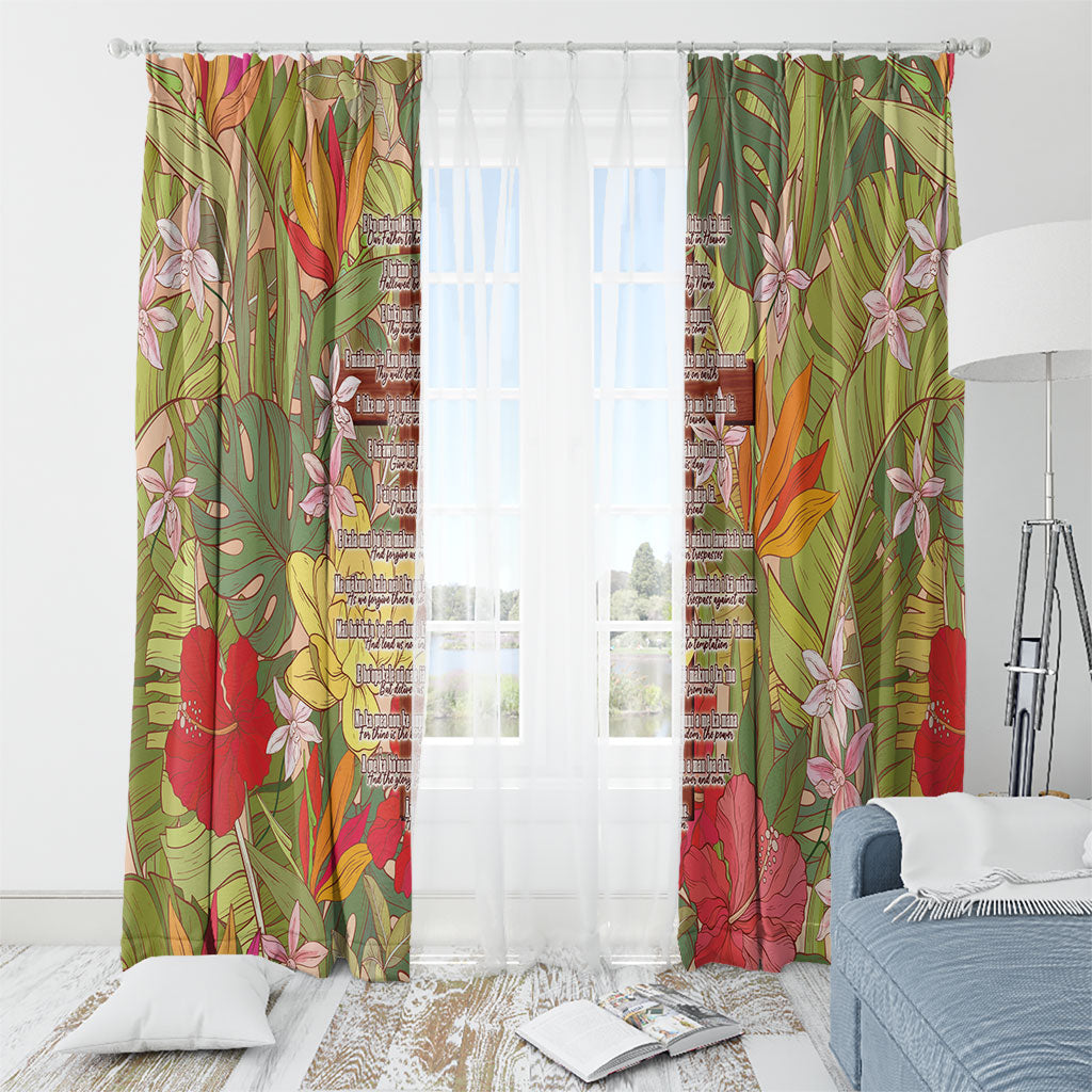 Mahalo Hawaii - ⁠Ka Pule a ka Haku Window Curtain Tropical Flowers