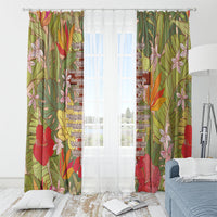 Mahalo Hawaii - ⁠Ka Pule a ka Haku Window Curtain Tropical Flowers