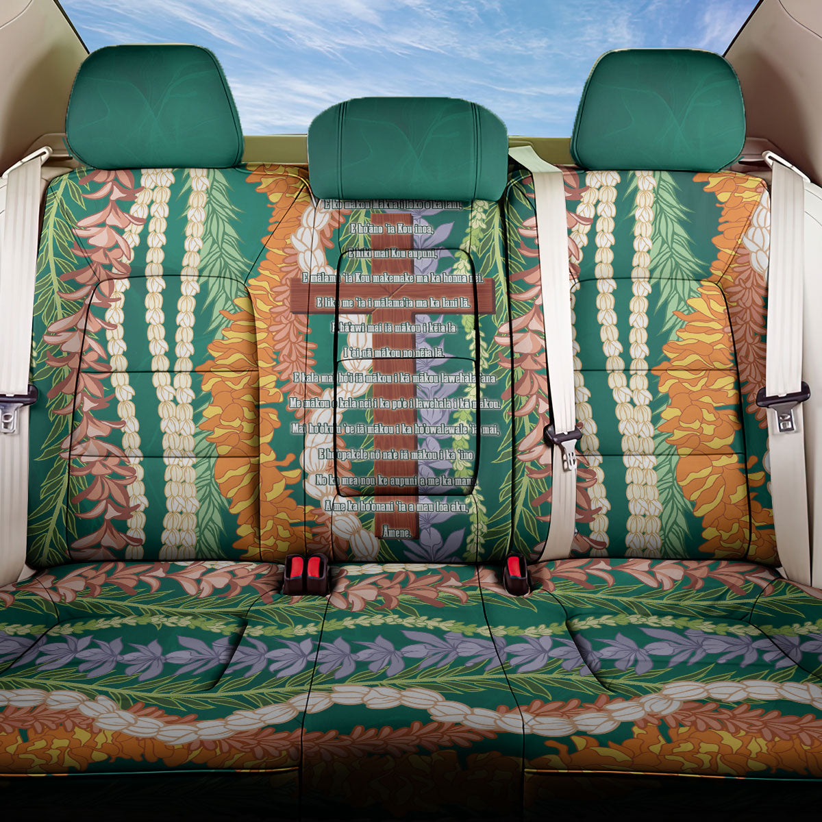 Mahalo Hawaii - ⁠Ka Pule a ka Haku Back Car Seat Cover Mixed Lei
