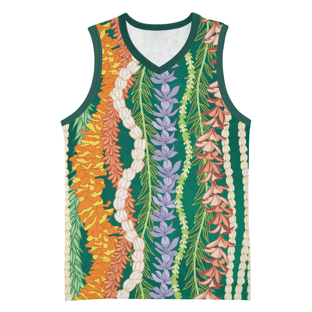 Mahalo Hawaii - Ka Pule a ka Haku Basketball Jersey Mixed Lei LT7 Unisex Sage Green - Polynesian Pride