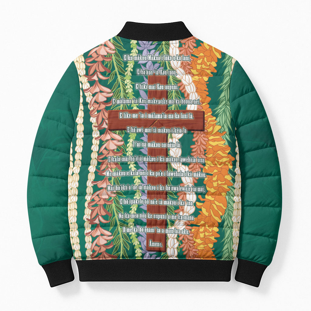 Mahalo Hawaii - Ka Pule a ka Haku Bomber Puffer Jacket Mixed Lei LT7 - Polynesian Pride