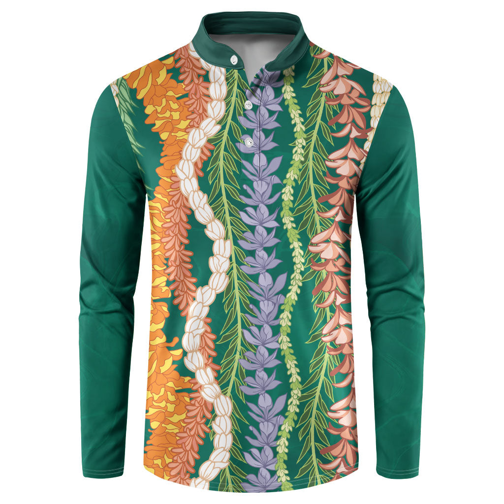 Mahalo Hawaii - Ka Pule a ka Haku Button Sweatshirt Mixed Lei LT7 Sage Green - Polynesian Pride