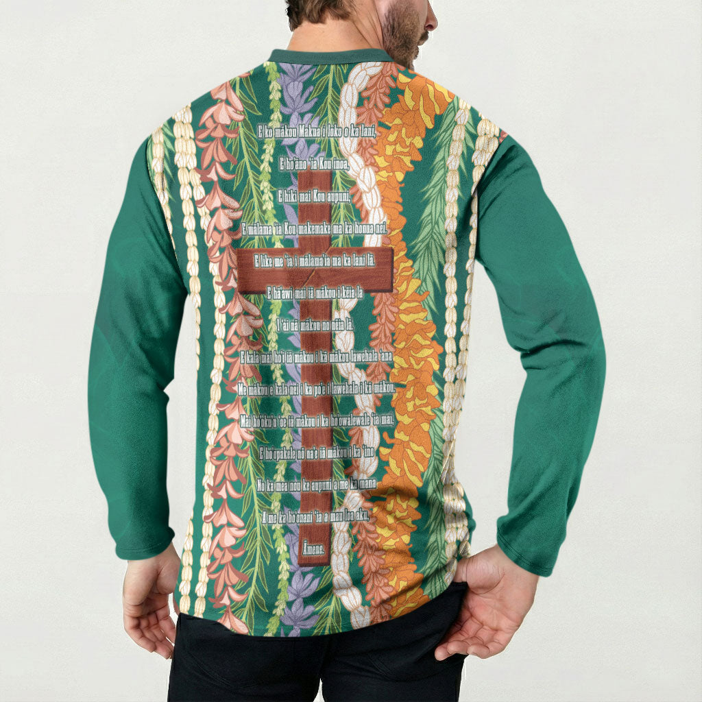 Mahalo Hawaii - Ka Pule a ka Haku Button Sweatshirt Mixed Lei LT7 - Polynesian Pride