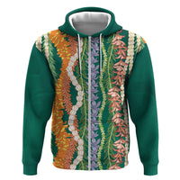 Mahalo Hawaii - Ka Pule a ka Haku Hoodie Mixed Lei LT7 Zip Hoodie Sage Green - Polynesian Pride