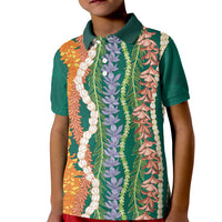 Mahalo Hawaii - Ka Pule a ka Haku Kid Polo Shirt Mixed Lei LT7 Kid Sage Green - Polynesian Pride