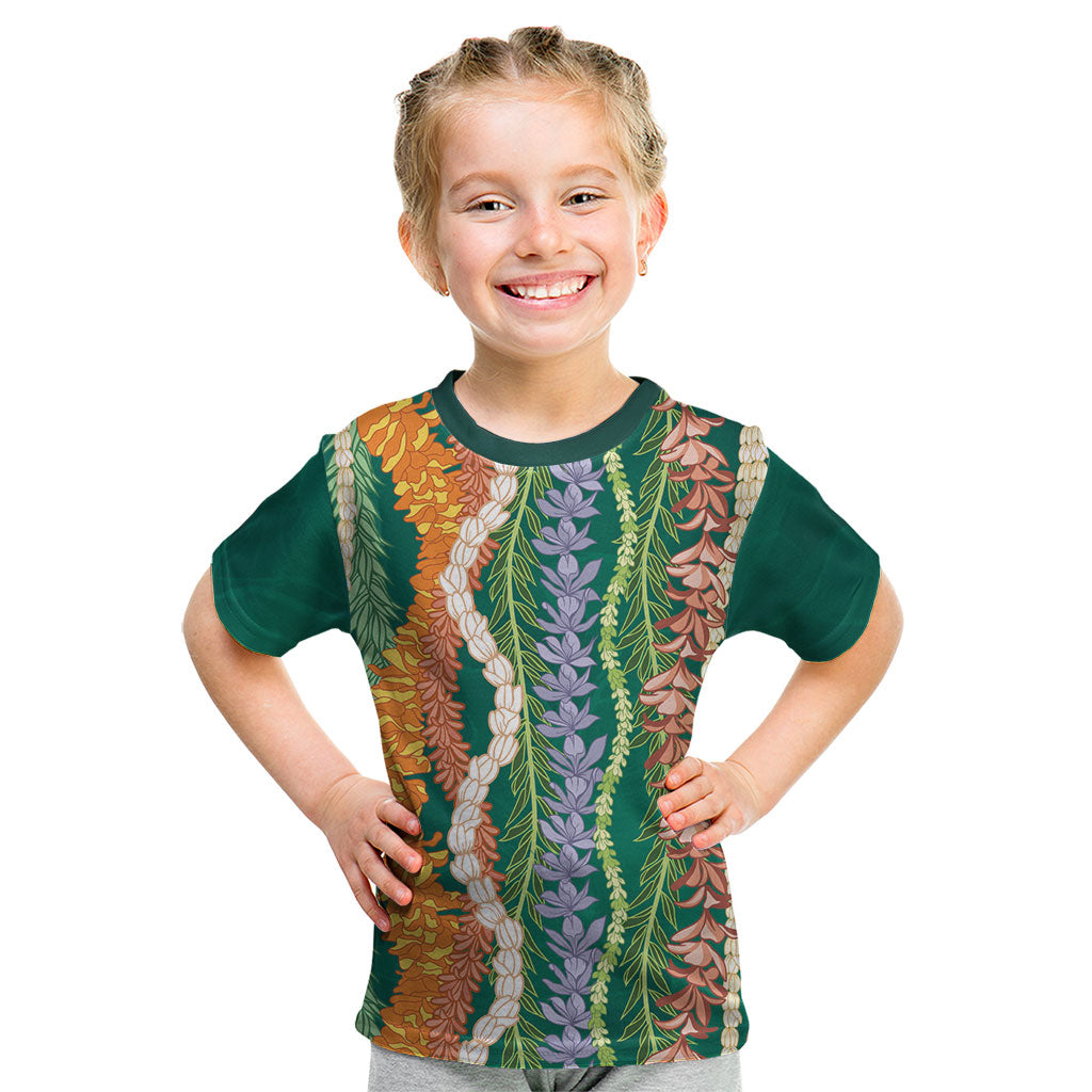 Mahalo Hawaii - Ka Pule a ka Haku Kid T Shirt Mixed Lei LT7 Sage Green - Polynesian Pride